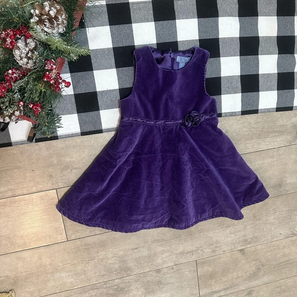 Vintage 90s Toddler Girl Purple Velvet Dress Children’s Place 3T Formal Holiday